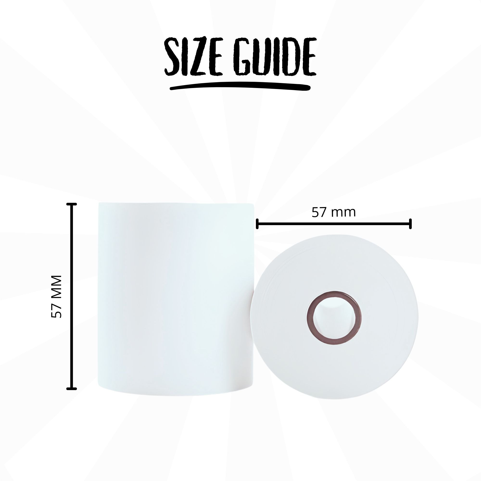 Size guide for 57x57mm till rolls