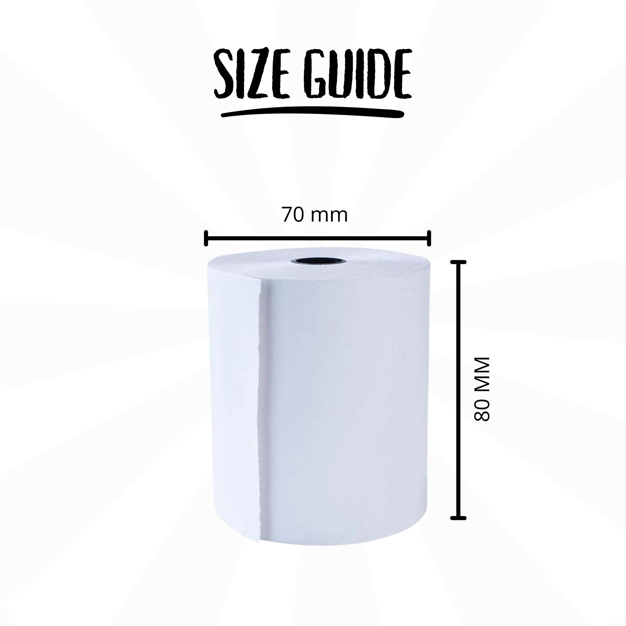 80x70mm Thermal Till Rolls Size guide